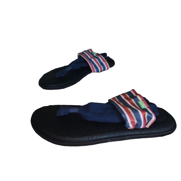 Sanuk Yoga Sling 2 Prints Sandals Flip Flops‎ Sand Harbor Navy Women's Size 10 - Picture 3 of 3